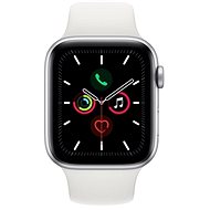 Služba Alza NEO: Wearables Apple Watch Series 5 44mm Stříbrný hliník s bílým sportovním řemínkem - Služba