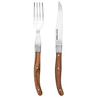 Steak set nůž+vidlička nerez/dřevo  - Sada příborů