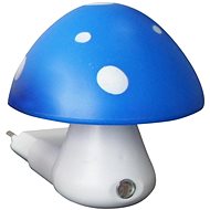 LED dětská lampička do zásuvky Muchomůrka modrá 0,4W/230V/6400K, soumrakový senzor - Noční světlo