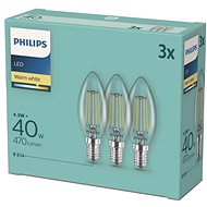 Philips LED classic 4.3-40W, E14 2700K, 3ks - LED žárovka