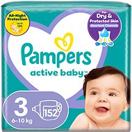 PAMPERS Active Baby vel.  3 (152 ks) - měsíční balení - Jednorázové pleny