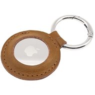 FIXED Case for AirTag made from Genuine Cowhide Leather with Carabiner, Brown - AirTag Key Ring
