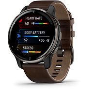 Garmin Venu 2 Plus Slate/ Brown Leather Band - Smart Watch