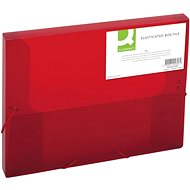 Q-CONNECT A4 s gumičkou, transparentně červený - Box na dokumenty