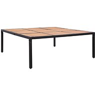 Zahradní stůl černý 200 × 200 × 74 cm polyratan a akácie, 46136
