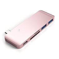 Satechi Aluminium Type-C Passthrough USB Hub (3x USB 3.0,MicroSD) - Rose Gold - Replikátor portů