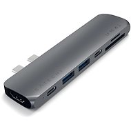 Satechi Aluminium Type-C PRO Hub (HDMI 4K,PassThroughCharging,2x USB3.0,2xSD,ThunderBolt 3) - Space  - Replikátor portů