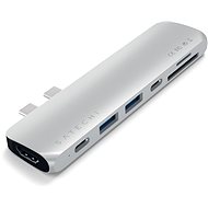 Satechi Aluminium Type-C PRO Hub (HDMI 4K,PassThroughCharging,2x USB3.0,2xSD,ThunderBolt 3) - Silver - Replikátor portů
