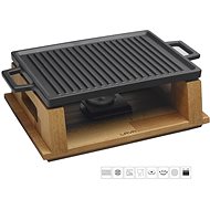 LAVA METAL Cast-iron Double-sided Hob 22x30cm with Wooden Base - Grill Griddle