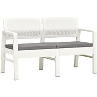 2místná zahradní lavice s poduškami 120 cm plast bílá - Zahradní lavice