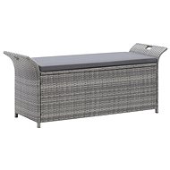 Storage Bench with Cushion, Grey 138cm Polyratan - Garden Bench