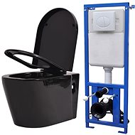 Závěsná toaleta s podomítkovou nádržkou keramická černá 274670