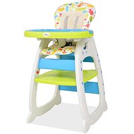 Rozkládací jídelní židlička 3 v 1 se stolkem, modrá a zelená - Jídelní židlička