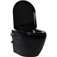 Závěsné WC bez oplachového kruhu funkce bidetu keramické černé - Záchodová mísa
