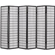 Skládací 6dílný paraván v japonském stylu 240 x 170 cm černý - Paraván