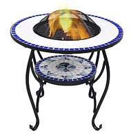 Mozaikový stolek s ohništěm modrobílý 68 cm keramika - Ohniště