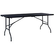  Skládací zahradní stůl černý 180x75x72 cm HDPE imatace ratan - Zahradní stůl