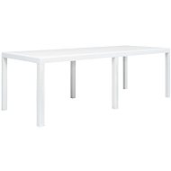  Zahradní stůl bílý 220 x 90 x 72 cm plastový ratanový vzhled - Zahradní stůl