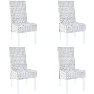 Dining chairs 4 pcs gray rattan cube and mango wood - Chair