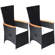 Nastavitelné zahradní židle 2 ks s poduškami polyratan černé 47683 - Zahradní židle