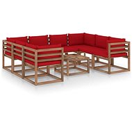 9dílná zahradní sedací souprava s červenými poduškami 3067494 - Zahradní nábytek