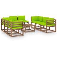 9dílná zahradní sedací souprava s poduškami jasně zelená 3067547 - Zahradní nábytek