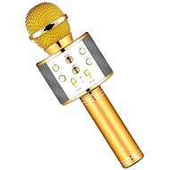 Karaoke bluetooth mikrofon s kulatým reproduktorem, zlatá