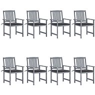 Zahradní židle s poduškami 8 ks masivní akáciové dřevo šedé, 3078222