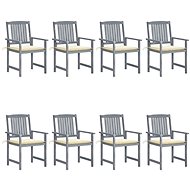 Zahradní židle s poduškami 8 ks masivní akáciové dřevo šedé, 3078224