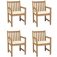 Zahradní židle 4 ks krémové podušky masivní teak, 3073006 - Zahradní židle