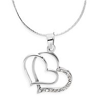 JSB Bijoux Dvojité srdce s křišťálovými kameny Swarovski® (bílý) - Náhrdelník
