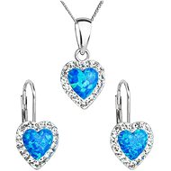 EVOLUTION GROUP 39161.1 Blue Synt. Opal Set Decorated with Preciosa® Crystals (925/1000, 2g) - Jewellery Gift Set