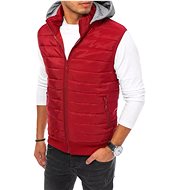 DSTREET Pánská zimní prošívaná vesta s kapucí BARE červená, vel. XXL