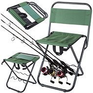 Verk 01679 Kempingová skládací židlička s držákem na rybářský prut zelená - Kempingová židle