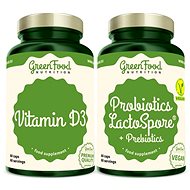 GreenFood Nutrition Probiotics Lactospore® + Prebiotics 60cps +Vitamin D3 60cps. - Sada doplňků stravy
