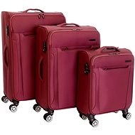 Sada 3 kufrů T-class CTS 0008, S, L, XL, TEXTIL, TSA zámek, (vínová) - Sada kufrů