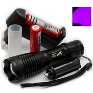 Nabíjecí baterka UltraFire UV hliníková svítilna ZOOM s čočkou + doplňky - LED svítilna