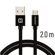 Swissten textilní datový kabel micro USB 2 m černý - Datový kabel