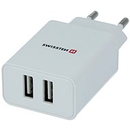 Nabíječka do sítě Swissten síťový adaptér SMART IC 2.1A + kabel micro USB 1.2m bílý - Nabíječka do sítě