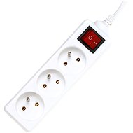 PremiumCord power extension cord 230V, 3 sockets + switch, white, 5m