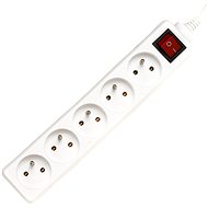 PremiumCord power extension cord 230V, 5 sockets + switch, white, 7m