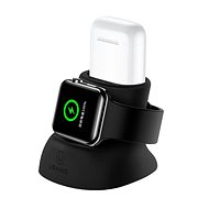 USAMS US-ZJ051 2in1 Silicon Charging Holder For Apple Watch And AirPods black - Stojánek