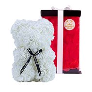Medvídárek Romantic 25cm dárkově balený - bílý zasypaný červenými lístky - Medvídek z růží
