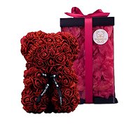 Teddy Bear Romantic 25cm gift wrapped - red covered with dark red leaves - Rose Bear
