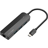 Vention Type-C (USB-C) to 3x USB 3.0 / RJ45 / Micro-B HUB 0.15M Black ABS Type