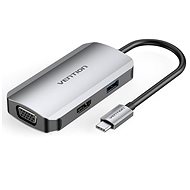 Vention USB-C to HDMI / VGA / USB 3.0 / PD Docking Station 0.15M Gray Aluminum - Replikátor portů