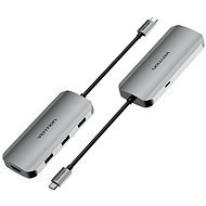 Vention USB-C to HDMI / USB 3.0 x 3 /PD Docking Station 0.15M Gray Aluminum - Replikátor portů