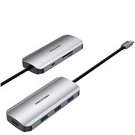 Vention USB-C to HDMI / 3x USB 3.0 / SD / TF / PD Docking Station Gray 0.15M Aluminum Alloy Type - Replikátor portů