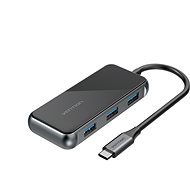 Vention Type-C (USB-C) USB-C to 4x USB3.0 / PD 0.15M Gray Mirrored Surface Type - USB Hub
