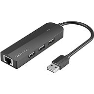 Vention 3-Port USB 2.0 Hub with 100Mbps Ethernet Adapter 0.15M Black - USB Hub